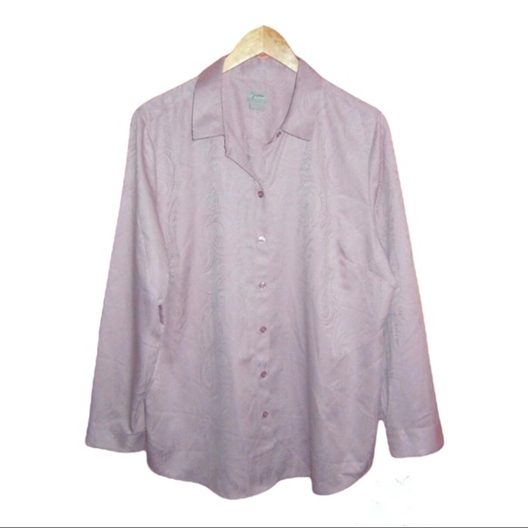 Chico's Tops - Chico's Pink Paisley Jacquard Shirt Size 3 (16/18)